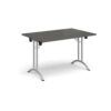 Rectangular folding leg table with silver legs and curved foot rails 1200mm x 800mm - Onyx Grey - CFL1200-S-OG