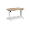 Rectangular folding leg table with white legs and curved foot rails 1200mm x 800mm - Kendal Oak - CFL1200-WH-KO