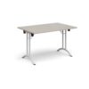 Rectangular folding leg table with white legs and curved foot rails 1200mm x 800mm - Light Grey - CFL1200-WH-LG