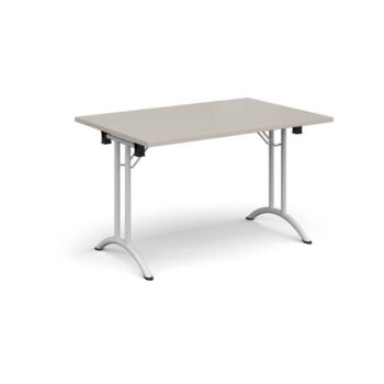 Rectangular folding leg table with white legs and curved foot rails 1200mm x 800mm - Light Grey - CFL1200-WH-LG