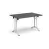 Rectangular folding leg table with white legs and curved foot rails 1200mm x 800mm - Onyx Grey - CFL1200-WH-OG