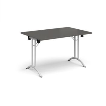Rectangular folding leg table with white legs and curved foot rails 1200mm x 800mm - Onyx Grey - CFL1200-WH-OG