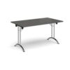 Rectangular folding leg table with chrome legs and curved foot rails 1400mm x 800mm -Onyx Grey - CFL1400-C-OG