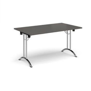 Rectangular folding leg table with chrome legs and curved foot rails 1400mm x 800mm -Onyx Grey - CFL1400-C-OG
