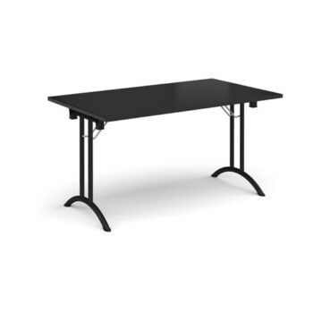Rectangular folding leg table with black legs and curved foot rails 1400mm x 800mm - Black - CFL1400-K-BK