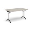 Rectangular folding leg table with black legs and curved foot rails 1400mm x 800mm - Light Grey - CFL1400-K-LG