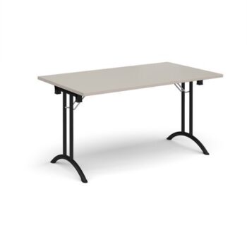 Rectangular folding leg table with black legs and curved foot rails 1400mm x 800mm - Light Grey - CFL1400-K-LG