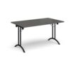 Rectangular folding leg table with black legs and curved foot rails 1400mm x 800mm - Onyx Grey - CFL1400-K-OG