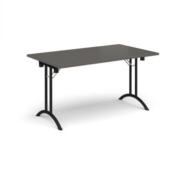 Rectangular folding leg table with black legs and curved foot rails 1400mm x 800mm - Onyx Grey - CFL1400-K-OG