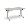 Rectangular folding leg table with silver legs and curved foot rails 1400mm x 800mm - Light Grey - CFL1400-S-LG