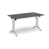 Rectangular folding leg table with silver legs and curved foot rails 1400mm x 800mm - Onyx Grey - CFL1400-S-OG
