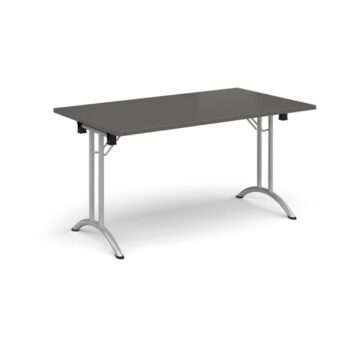 Rectangular folding leg table with silver legs and curved foot rails 1400mm x 800mm - Onyx Grey - CFL1400-S-OG
