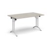 Rectangular folding leg table with white legs and curved foot rails 1400mm x 800mm - Light Grey - CFL1400-WH-LG