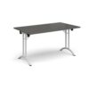 Rectangular folding leg table with white legs and curved foot rails 1400mm x 800mm - Onyx Grey - CFL1400-WH-OG