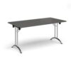 Rectangular folding leg table with chrome legs and curved foot rails 1600mm x 800mm - Onyx Grey - CFL1600-C-OG