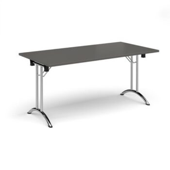 Rectangular folding leg table with chrome legs and curved foot rails 1600mm x 800mm - Onyx Grey - CFL1600-C-OG