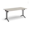 Rectangular folding leg table with black legs and curved foot rails 1600mm x 800mm - Light Grey - CFL1600-K-LG