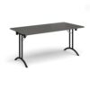 Rectangular folding leg table with black legs and curved foot rails 1600mm x 800mm - Onyx Grey - CFL1600-K-OG