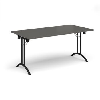 Rectangular folding leg table with black legs and curved foot rails 1600mm x 800mm - Onyx Grey - CFL1600-K-OG