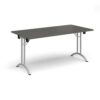 Rectangular folding leg table with silver legs and curved foot rails 1600mm x 800mm - Onyx Grey - CFL1600-S-OG