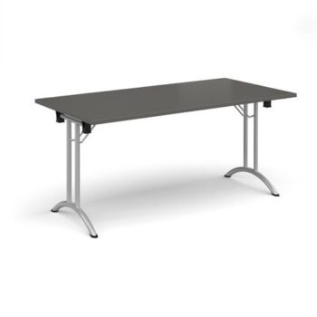 Rectangular folding leg table with silver legs and curved foot rails 1600mm x 800mm - Onyx Grey - CFL1600-S-OG