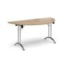 Semi circular folding leg table with chrome legs and curved foot rails 1600mm x 800mm - Kendal Oak - CFL1600S-C-KO
