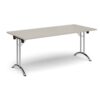 Rectangular folding leg table with chrome legs and curved foot rails 1800mm x 800mm - Light Grey - CFL1800-C-LG