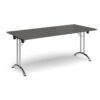 Rectangular folding leg table with chrome legs and curved foot rails 1800mm x 800mm - Onyx Grey - CFL1800-C-OG