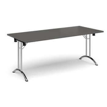 Rectangular folding leg table with chrome legs and curved foot rails 1800mm x 800mm - Onyx Grey - CFL1800-C-OG