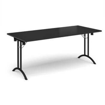 Rectangular folding leg table with black legs and curved foot rails 1800mm x 800mm - Black - CFL1800-K-BK