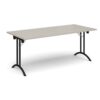 Rectangular folding leg table with black legs and curved foot rails 1800mm x 800mm - Light Grey - CFL1800-K-LG
