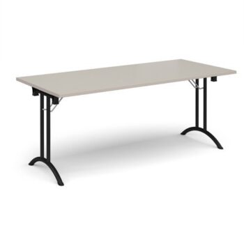Rectangular folding leg table with black legs and curved foot rails 1800mm x 800mm - Light Grey - CFL1800-K-LG