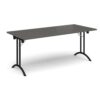 Rectangular folding leg table with black legs and curved foot rails 1800mm x 800mm - Onyx Grey - CFL1800-K-OG