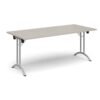 Rectangular folding leg table with silver legs and curved foot rails 1800mm x 800mm - Light Grey - CFL1800-S-LG