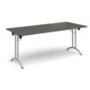 Rectangular folding leg table with silver legs and curved foot rails 1800mm x 800mm - Onyx Grey - CFL1800-S-OG