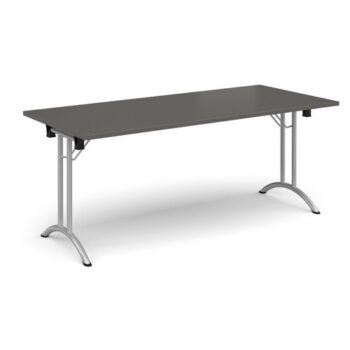 Rectangular folding leg table with silver legs and curved foot rails 1800mm x 800mm - Onyx Grey - CFL1800-S-OG