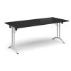 Rectangular folding leg table with white legs and curved foot rails 1800mm x 800mm - Black - CFL1800-WH-BK