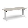 Rectangular folding leg table with white legs and curved foot rails 1800mm x 800mm - Light Grey - CFL1800-WH-LG