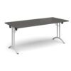 Rectangular folding leg table with white legs and curved foot rails 1800mm x 800mm - Onyx Grey - CFL1800-WH-OG