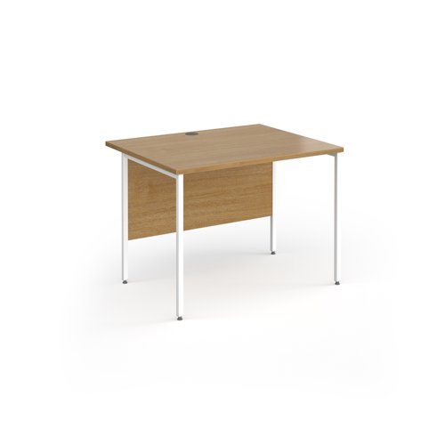 Contract 25 straight desk with white H-Frame leg 1000mm x 800mm - Oak Top - CH10S-WH-O