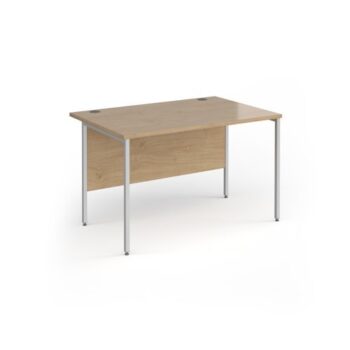 Contract 25 straight desk with silver H-Frame leg 1200mm x 800mm - Kendal Oak Top - CH12S-S-KO