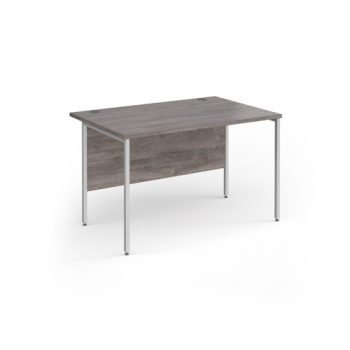 Contract 25 straight desk with white H-Frame leg 1200mm x 800mm - Grey Oak Top - CH12S-WH-GO