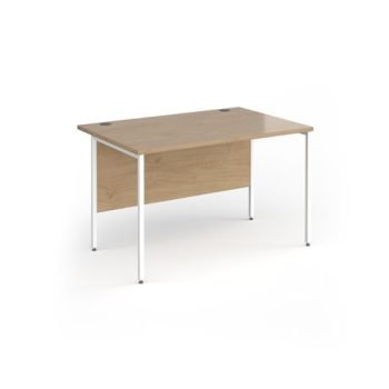 Contract 25 straight desk with white H-Frame leg 1200mm x 800mm - Kendal Oak Top - CH12S-WH-KO