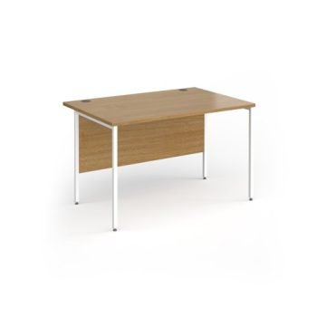 Contract 25 straight desk with white H-Frame leg 1200mm x 800mm - Oak Top - CH12S-WH-O