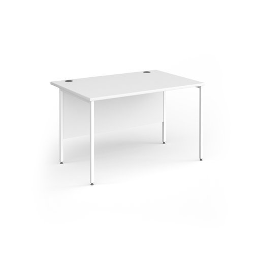 Contract 25 straight desk with white H-Frame leg 1200mm x 800mm - White Top - CH12S-WH-WH