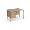 Contract 25 straight desk with 2 drawer pedestal and graphite H-Frame leg 1200mm x 800mm - Kendal Oak Top - CH12S2-G-KO
