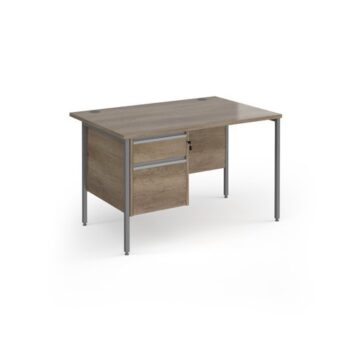 Contract 25 straight desk with 2 drawer pedestal and graphite H-Frame leg 1200mm x 800mm - Nebraska grey top - CH12S2-G-NO