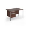 Contract 25 straight desk with 2 drawer pedestal and graphite H-Frame leg 1200mm x 800mm - Walnut top - CH12S2-G-W