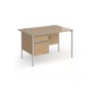 Contract 25 straight desk with 2 drawer pedestal and silver H-Frame leg 1200mm x 800mm - Kendal Oak Top - CH12S2-S-KO