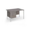 Contract 25 straight desk with 2 drawer pedestal and white H-Frame leg 1200mm x 800mm - Grey Oak Top - CH12S2-WH-GO